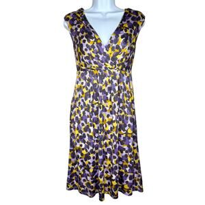 Boden Purple and Yellow Midi Dress